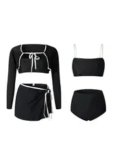 APOTCARE レディース長袖ビキニ4点セット【可愛いデザイン・日焼け防止・スカートスタイル】