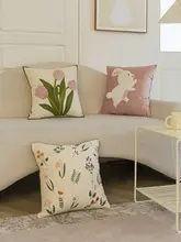 フランス風復古デザインの刺繍クッションカバー【ピュアコットン・芯なし・ソファ用】