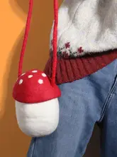 ショルダーバッグ スマホポシェット レディース キッズ ガールズ ウールフェルト キノコ ふっくら かわいい 手提げ 親子