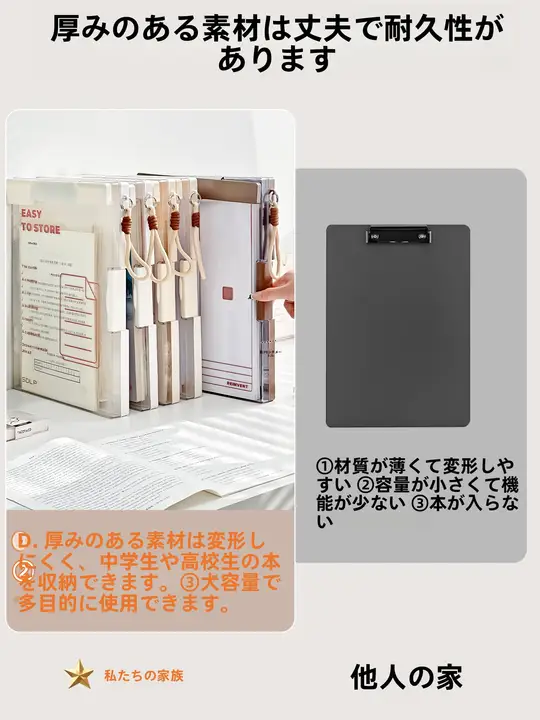 A4対応透明書類ファイル【小学生向け・メモリプレート付き】