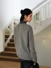 開朗家 100%ウールセーター【ラウンドネック・厚手・フィット・女性用】