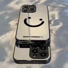 iPhone用 ミラー仕上げスマイルデザインケース【全包対応・高級感】