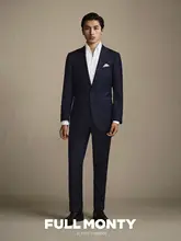 ビジネスカジュアル用 メンズ ウール製 チャコールグレー ジャカード トラウザーズ【フィット・洗練されたデザイン】