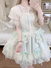 ロリータ風レースメッシュ半袖ブラウス【夏用・ショート丈・女性用】