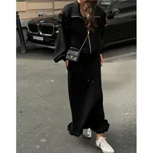 フリルデザイン長袖ジップトップス【高腰・春用・スカート付き】（セットアップ対応）
