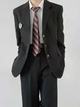 黒色 メンズ制服風ジャケット【春用・中長丈・学生向け】