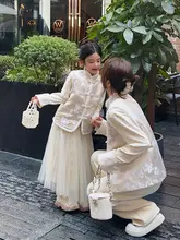新中式デザインの女児用加厚ベスト【親子コーデ・お正月用・国風】（セットアップ対応）