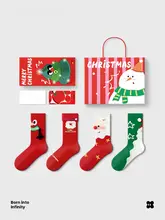 JKN クリスマスソックス レディース 秋冬用 カップル中筒ソックス【可愛いギフトボックス入り】