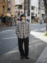 ボックスフィットの軽量チェック柄シャツ【長袖・レトロデザイン・極上の柔らかさ】