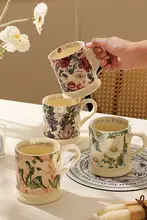 フランス風 陶器製 マグカップ【オフィス用・コーヒーカップ・女性向けデザイン】