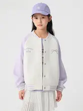 春秋向けカラーブロックの子ども用野球ジャケット【リボン付き・カジュアルデザイン】
