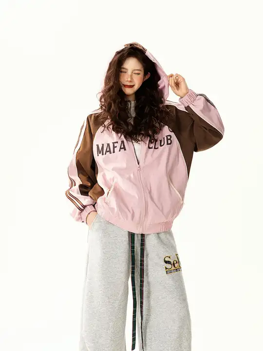 アメリカンレトロ風フード付きジャケット【春季・フィット・カジュアル】