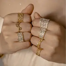 レースデザインの925銀製リング【18K金メッキ・オープン調節可能・ヴィンテージスタイル】