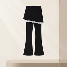 黒のフレアパンツ【高腰・ストレート・美尻デザイン】（セットアップ対応）