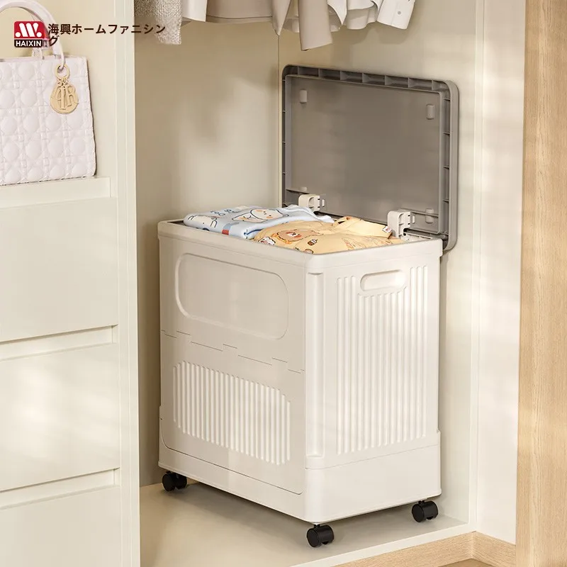 子供用衣類収納ボックスHE064-2：幼児部屋の収納効率を実証するミニサイズフリップトップ設計