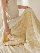 ブランケット ひざ掛け ショール リバーシブルボア 立体フラワーパターン 昼寝 オフィス ソファ 秋冬 あったか