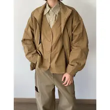 韓国風レトロなデザインのジャケット【春用・高街スタイル・工事服風】（セットアップ対応）