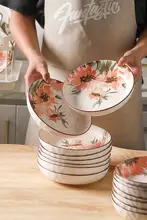 高級感ある新中式 デザインの陶器製ディーププレート【菱形パターン・食器・家庭用】
