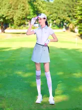 ゴルフウエア レディース ポロシャツ短袖と防透シフォンスカート【速乾・運動に最適】（セットアップ対応）
