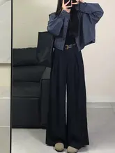 ウエストゴム セミワイドパンツ【ブラック・フィット・高級感】