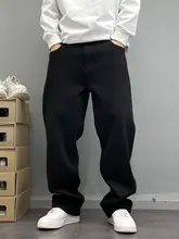 シンプルなブラックデニムパンツ【男性用・ストレート・四方向ストレッチ】