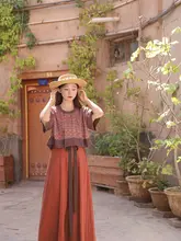 橘色の小馬柄 唐褙子【半袖・春夏用・日常着・レディース】