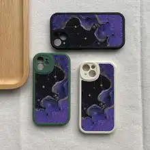 星空デザインのスマートフォンケース【全包カバー・iPhone対応・シンプルな羊皮製】