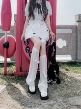 レースフリル付き黒色ロングソックス【ルーズフィット・膝上丈・ロリータスタイル】