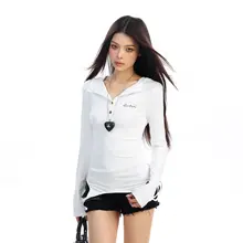 フード付き長袖Tシャツ【春用・フィット・女性用・スリムデザイン】