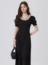 フレンチヘップバーン風花柄 女性用ドレス