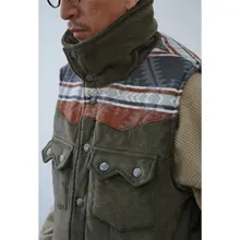 冬用レトロデザインの工装ベスト【多ポケット・コットン素材・ゆったりしたフィット感】