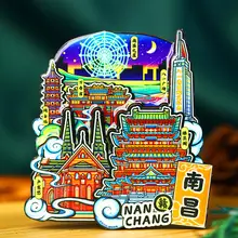 金属製の滕王閣 冷蔵庫マグネット【観光記念品】