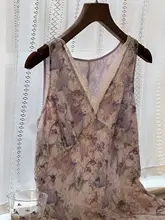 ボヘミアンスタイルのリネンノースリーブワンピース【ストラップ付き・パフスリーブ・花柄】