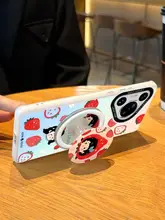 華為Pura70用 ストロベリー柄 ハードケース【全包・耐衝撃・マグネットスタンド付き】