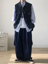 多ポケットのデニムベスト【メンズ・ワイドフィット・無袖・カジュアル】