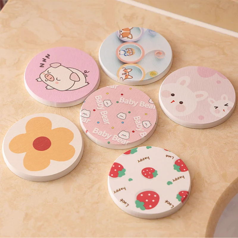 可愛いキャラクター円形デザインの吸水コースター【滑り止め・10cm・家庭用】