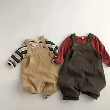 極上の柔らかさのコットン製子供用サロペットパンツ【春秋用・シンプルデザイン・ユニセックス】（セットアップ対応）