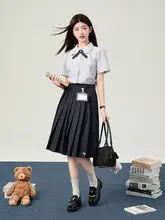 セットアップ レディース タイ風 制服 JKシャツ 半袖 学院風 夏 卒業写真 撮影