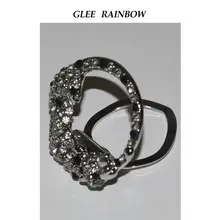 GLEE RAINBOW ブラッ  クヒョウ デザイン ダイヤモンド付き パンク風 スカーフクリップ