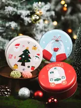 クリスマス用鉄製缶ギフトボックス【円形・クッキー・お菓子・セレクトボックス】