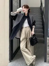 藏青色のオーバーサイズトレンチコート【デザイン性のあるケープ・した立襟ジャケット】