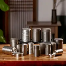ミニサイズ ピュアスズ製 茶葉缶【旅行用・携帯便利・密封デザイン・ギフトボックス付き】