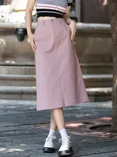 デニム製 Aラインスカート【春用・膝丈・タイトデザイン】（セットアップ対応）