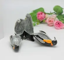 エナメル工芸の合金製ペンギン装飾ボックス【クリエイティブなカップル向け・デスク用インテリア】