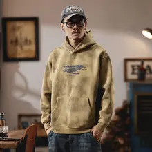 アメリカンスタイルのヴィンテージ風スウェットパーカー【秋春用・ゆったりフィット・フード付き】（セットアップ対応）