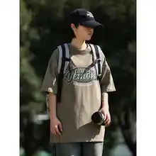 ROCKYABLE メンズ・レディース用 ヴィンテージ風 コットンラウンドネック半 袖Tシャツ【ウォッシュ加工・プリントデザイン】