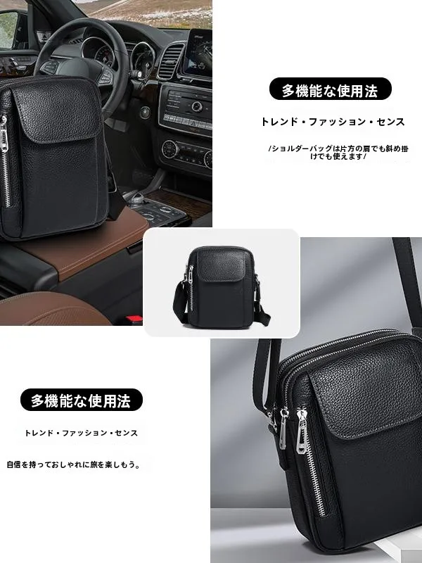 本革製メンズ斜め掛けバッグ：大容量でビジネスシーンに最適な実用性を実証