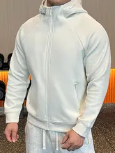 厚手フード付きスポーツジャケット【メンズ・ジッパー・カジュアル・シンプルデザイン・防寒性】