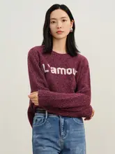 カラーブロックデザインのウールニットセーター【ゆったりシルエット・冬用】