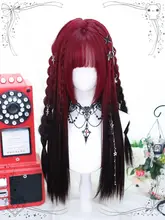 ロリータロングストレートヘア太陽時計ダークフルヘッドギア